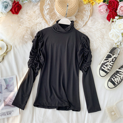 Modern női blúz, hosszú ujjú pólógallérral, több színben