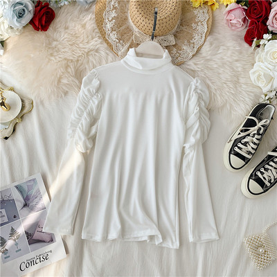 Modern női blúz, hosszú ujjú pólógallérral, több színben