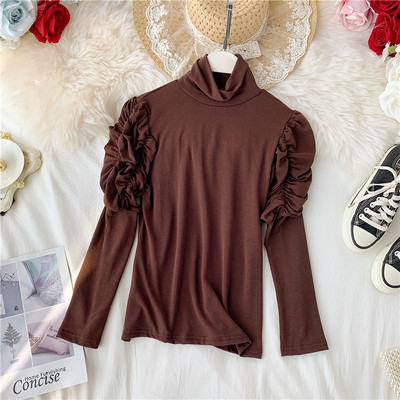 Modern női blúz, hosszú ujjú pólógallérral, több színben