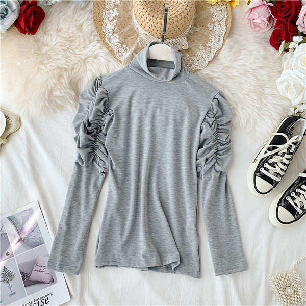 Modern női blúz, hosszú ujjú pólógallérral, több színben