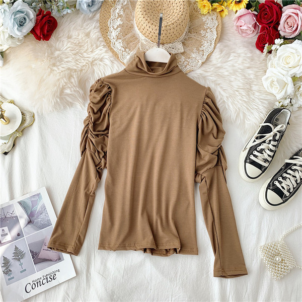 Modern női blúz, hosszú ujjú pólógallérral, több színben