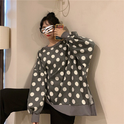 Női lezser, széles pöttyös blúz ovális nyakkivágással, két színben