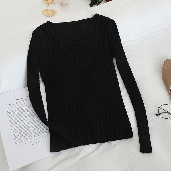 Pulover de dama model uni cu decolteu patrat in mai multe culori