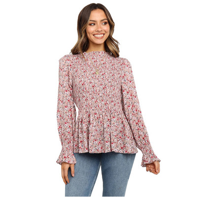 Μοντέρνα γυναικεία μπλούζα με μακρύ μανίκι και λαιμόκοψη O σε διάφορα χρώματα