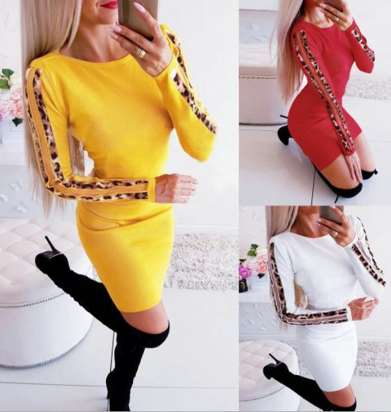 Modern női ruha hosszú ujjal és szegéllyel három színben