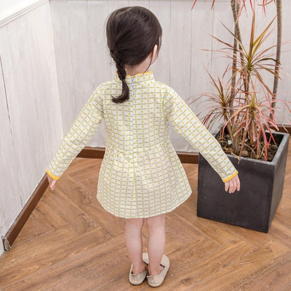 Rochie eleganta pentru copii croiala model in doua culori cu maneci lungi