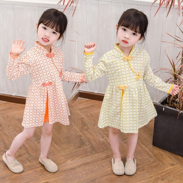 Rochie eleganta pentru copii croiala model in doua culori cu maneci lungi