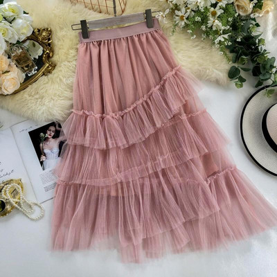 Modern női szoknya tüll elemmel, magas derékkal, három színben