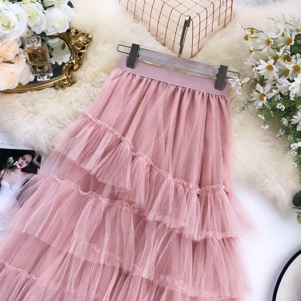 Modern női szoknya tüll elemmel, magas derékkal, három színben