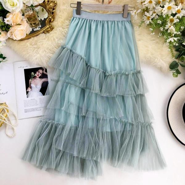 Modern női szoknya tüll elemmel, magas derékkal, három színben