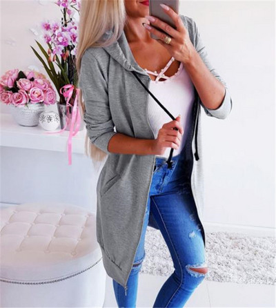 Modern női hosszú pulóver zöld és szürke színben