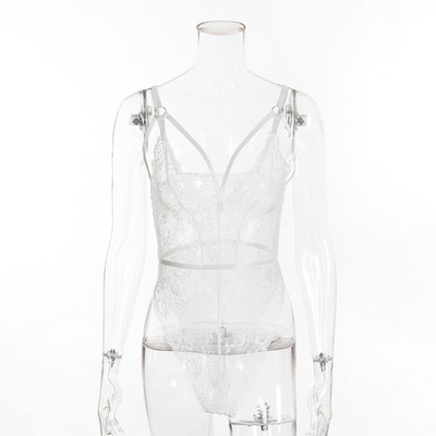 Body de dama elegant cu dantela in alb si negru