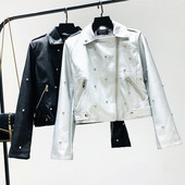 Új, modern női bőrkabát fém fűzőlyukkal több színben