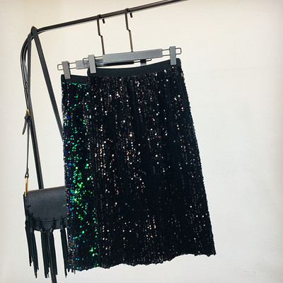 Fusta de dama moderna cu talie inalta elastica si paiete