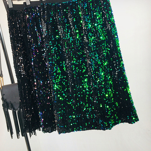 Fusta de dama moderna cu talie inalta elastica si paiete