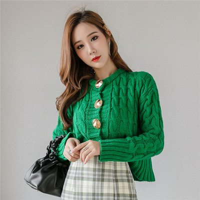 Új modell női rövid kardigán kapucnival zöld színben