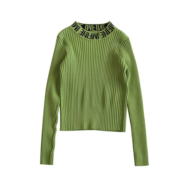 Bluză de damă modernă în trei culori cu inscripții și decolteu O