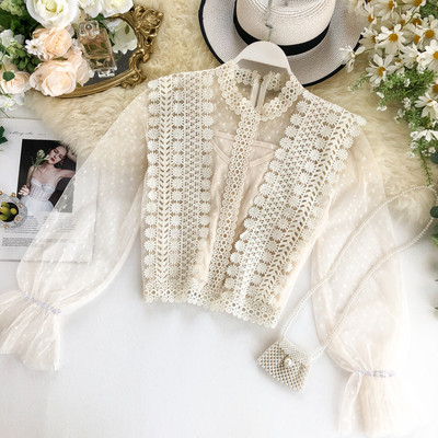 Cămașă modernă de damă cu dantelă și mâneci pecete în mai multe culori