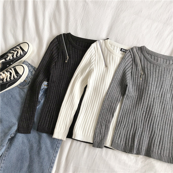 Alkalmi női blúz három színben O-nyakú és cipzárral