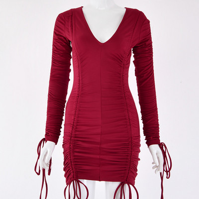 Rochie moderna de dama scurta cu decolteu adanc si cravate in mai multe culori