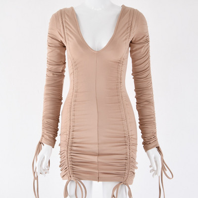 Rochie moderna de dama scurta cu decolteu adanc si cravate in mai multe culori