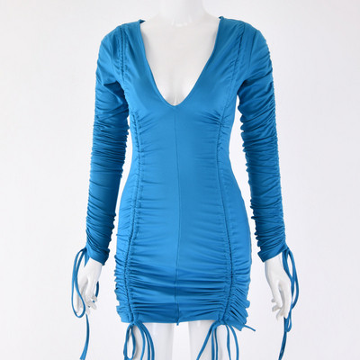 Rochie moderna de dama scurta cu decolteu adanc si cravate in mai multe culori