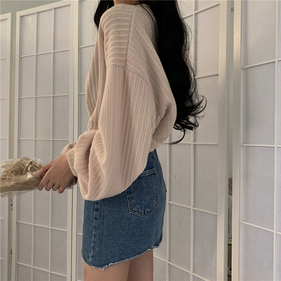 Bluză scurtă casual de damă, în mai multe culori, cu mâneci largi