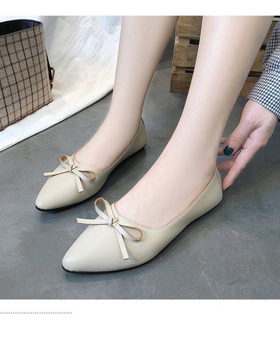 Γυναικεία παπούτσια μυτερά και κορδέλα σε δύο χρώματα