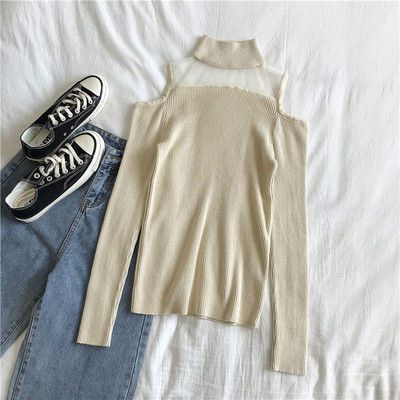 Modern női blúz négy színben, csupasz váll és pólógallérral