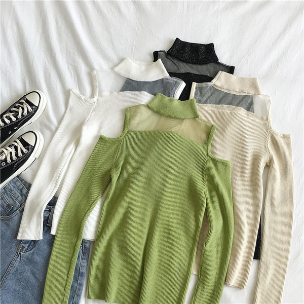 Modern női blúz négy színben, csupasz váll és pólógallérral