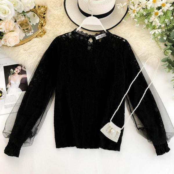 Női csipkeblúz, tüll elemmel, három színben