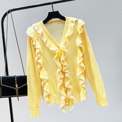 Vékony női kardigán spitz nyakkivágással, több színben