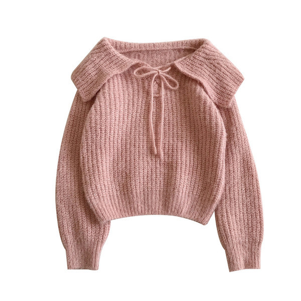 Aktuális női pulóver három színben nyakkendővel