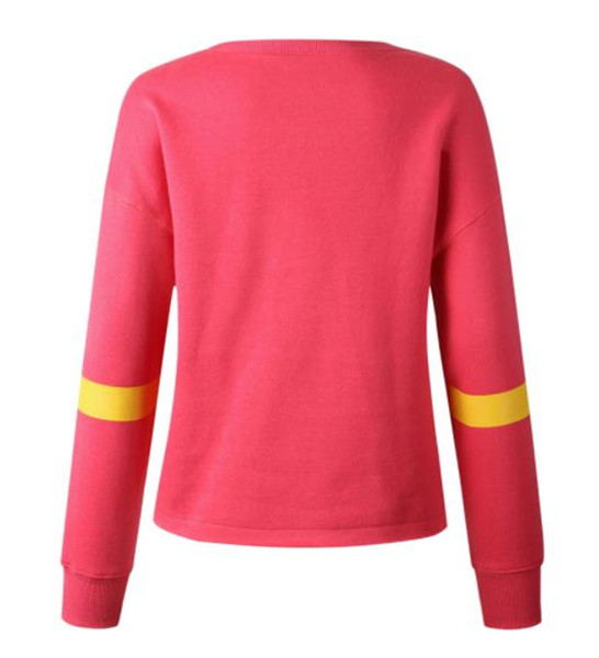 Női alkalmi blúz ovális nyakkivágással és hosszú ujjú kék és rózsaszín színben