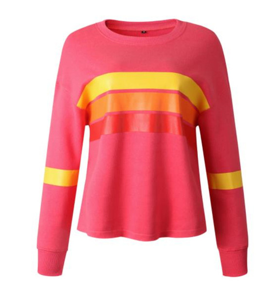 Női alkalmi blúz ovális nyakkivágással és hosszú ujjú kék és rózsaszín színben