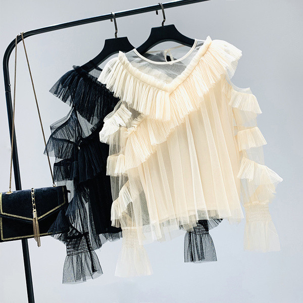 Bluza de dama model nou cu tul in patru culori