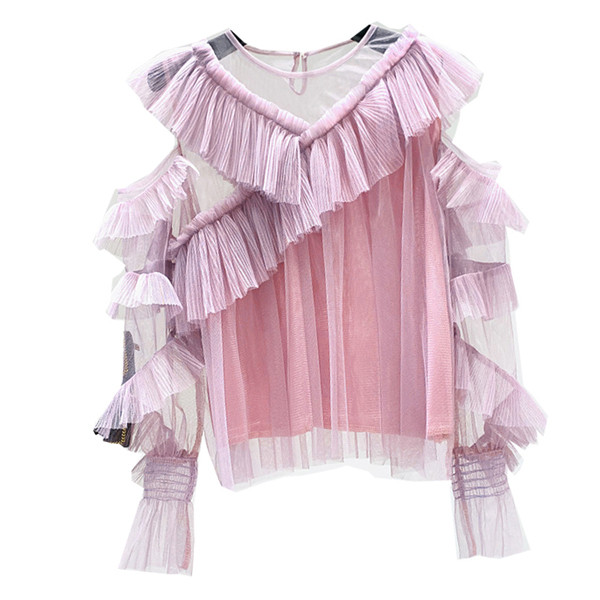 Bluza de dama model nou cu tul in patru culori