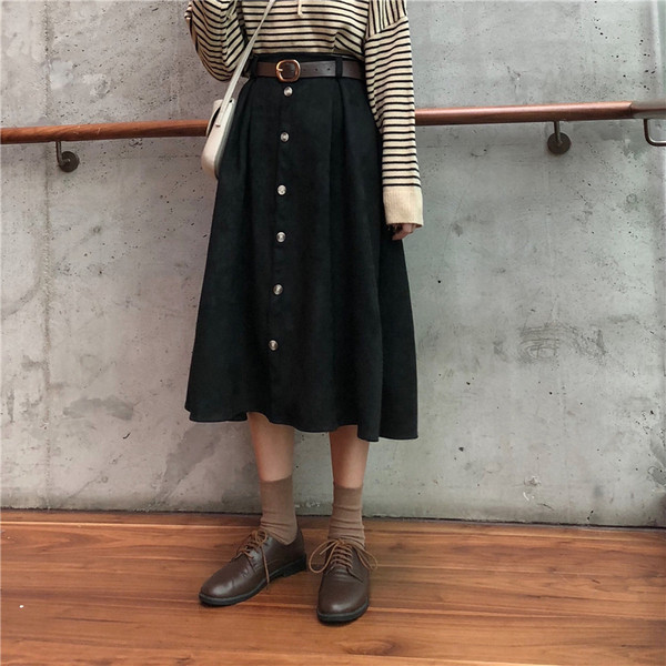 Fusta casual de dama decupata in doua culori cu nasturi