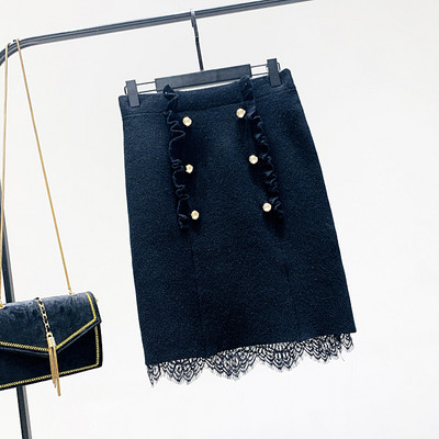 Csipke elemes, magas derékú női szoknya három színben