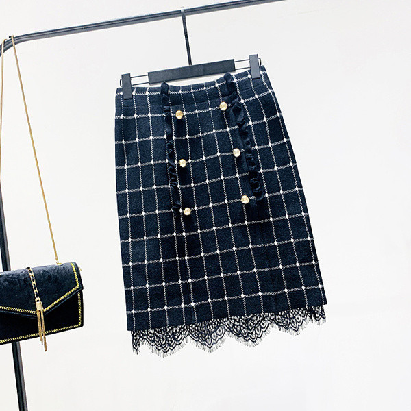 Csipke elemes, magas derékú női szoknya három színben