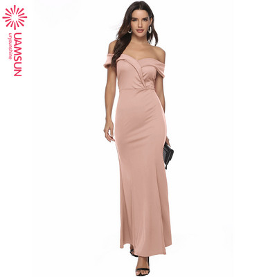 Κομψό γυναικείο μακρύ φόρεμα με  σχισμή σε τρία χρώματα