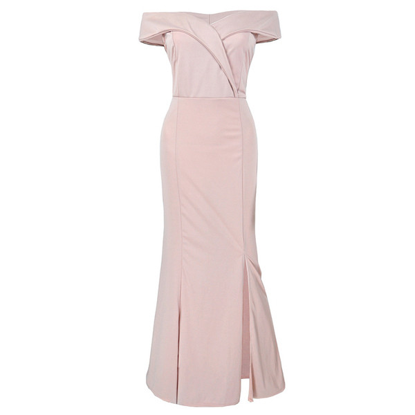 Κομψό γυναικείο μακρύ φόρεμα με  σχισμή σε τρία χρώματα