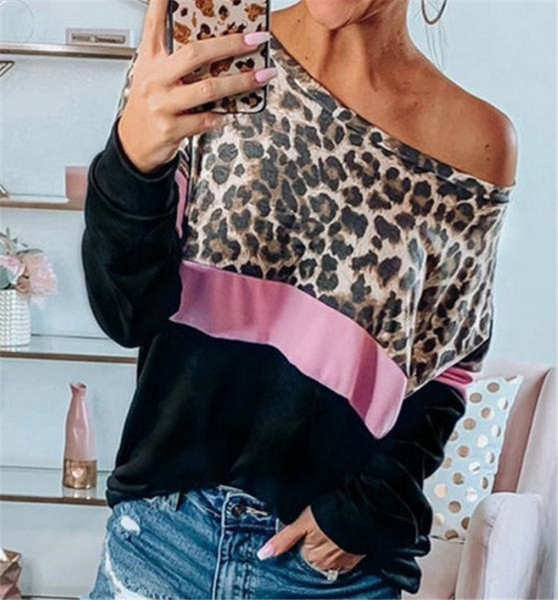 Modern női blúz, hosszú ujjú állatmintás fehér és fekete színben