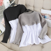 Modern női pulóver hosszú ujjal és ovális nyakkivágással, két színben