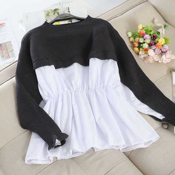 Modern női pulóver hosszú ujjal és ovális nyakkivágással, két színben