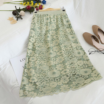 Μοντέρνα γυναικεία φούστα με ψηλή μέση με floral σχέδια σε διάφορα χρώματα