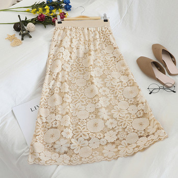 Μοντέρνα γυναικεία φούστα με ψηλή μέση με floral σχέδια σε διάφορα χρώματα