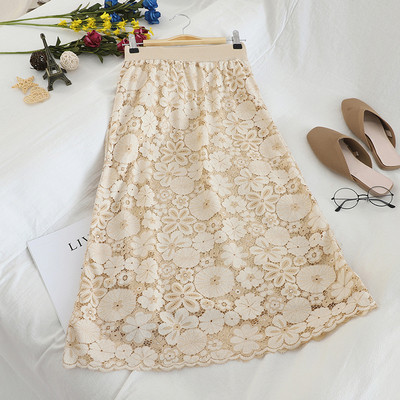 Μοντέρνα γυναικεία φούστα με ψηλή μέση με floral σχέδια σε διάφορα χρώματα