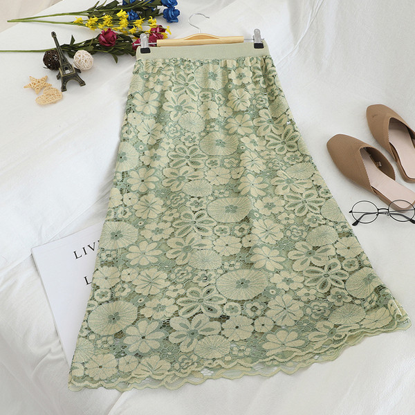 Μοντέρνα γυναικεία φούστα με ψηλή μέση με floral σχέδια σε διάφορα χρώματα