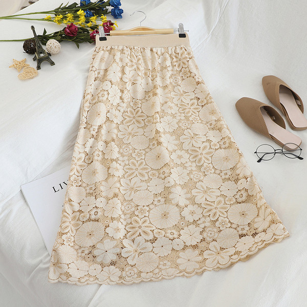 Μοντέρνα γυναικεία φούστα με ψηλή μέση με floral σχέδια σε διάφορα χρώματα